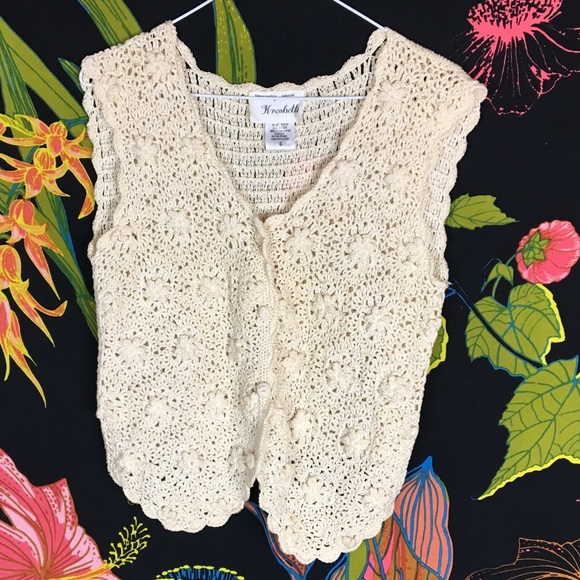 Vintage Tops - VINTAGE / Crotchet Button Up Tank Blouse Vintage Tops - VINTAGE / Crotchet Button Up Tank Blouse
